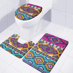 Bright Colors Aztec Pattern Print 3 Piece Bath Mat Set