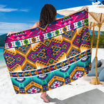 Bright Colors Aztec Pattern Print Beach Sarong Wrap
