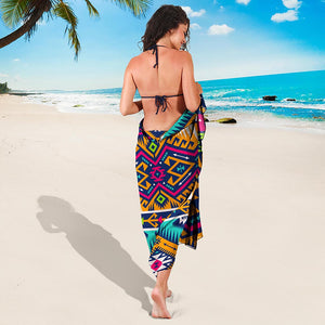 Bright Colors Aztec Pattern Print Beach Sarong Wrap