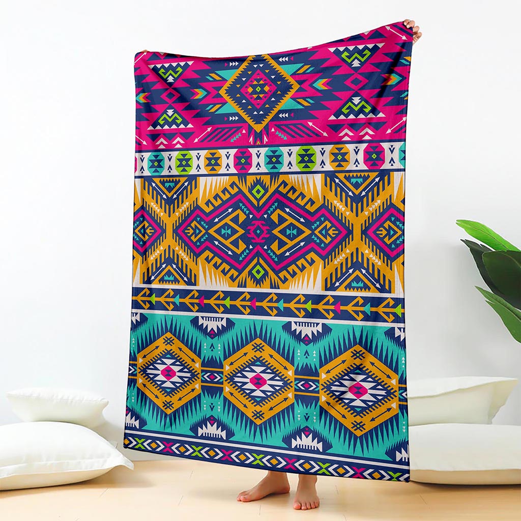 Bright Colors Aztec Pattern Print Blanket