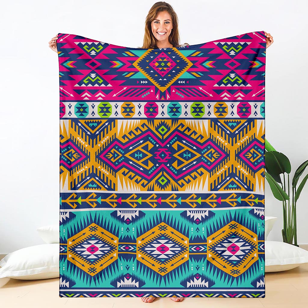 Bright Colors Aztec Pattern Print Blanket