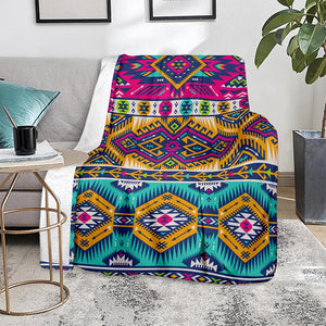 Bright Colors Aztec Pattern Print Blanket