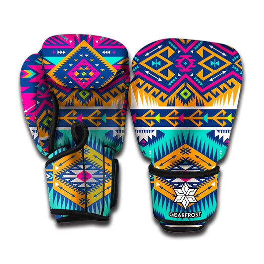 Bright Colors Aztec Pattern Print Boxing Gloves