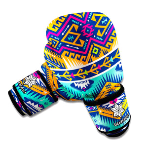 Bright Colors Aztec Pattern Print Boxing Gloves