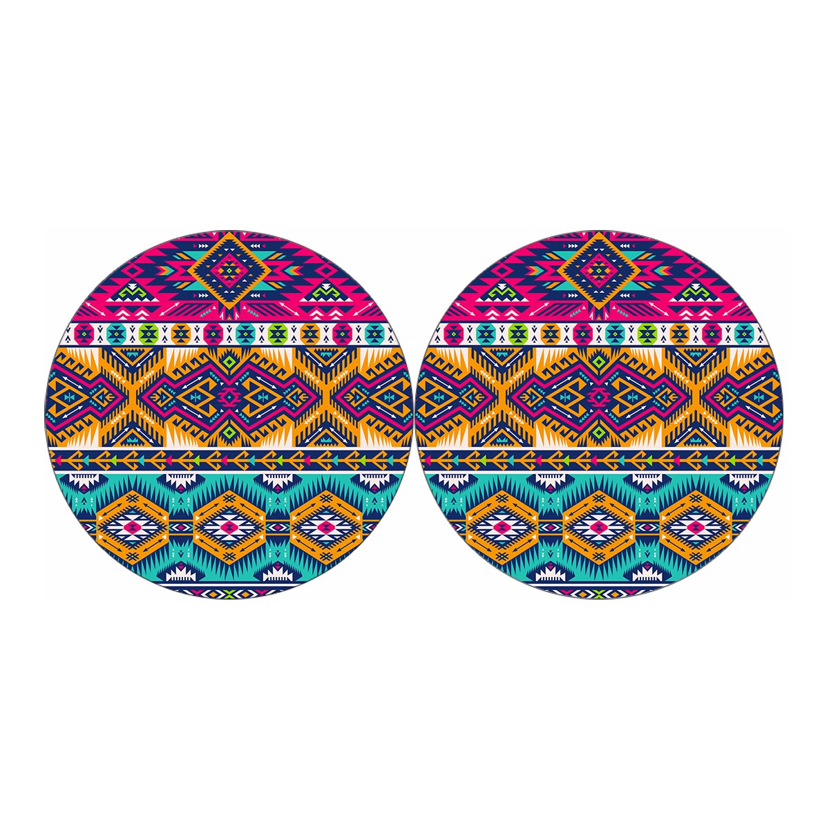Bright Colors Aztec Pattern Print Car Coasters