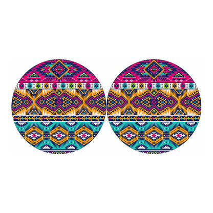 Bright Colors Aztec Pattern Print Car Coasters