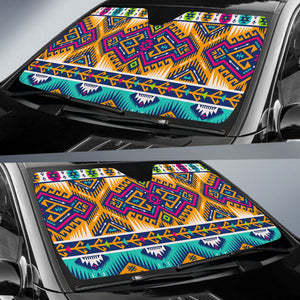 Bright Colors Aztec Pattern Print Car Sun Shade GearFrost