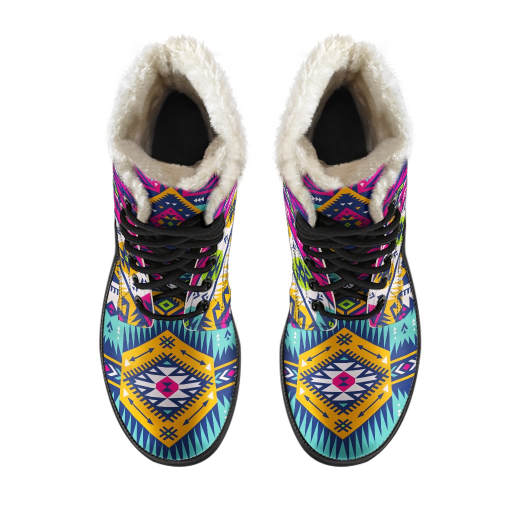 Bright Colors Aztec Pattern Print Comfy Boots GearFrost