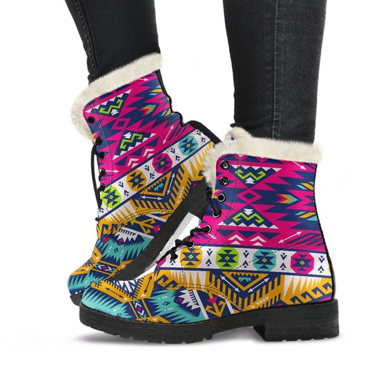Bright Colors Aztec Pattern Print Comfy Boots GearFrost