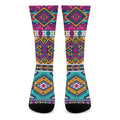 Bright Colors Aztec Pattern Print Crew Socks