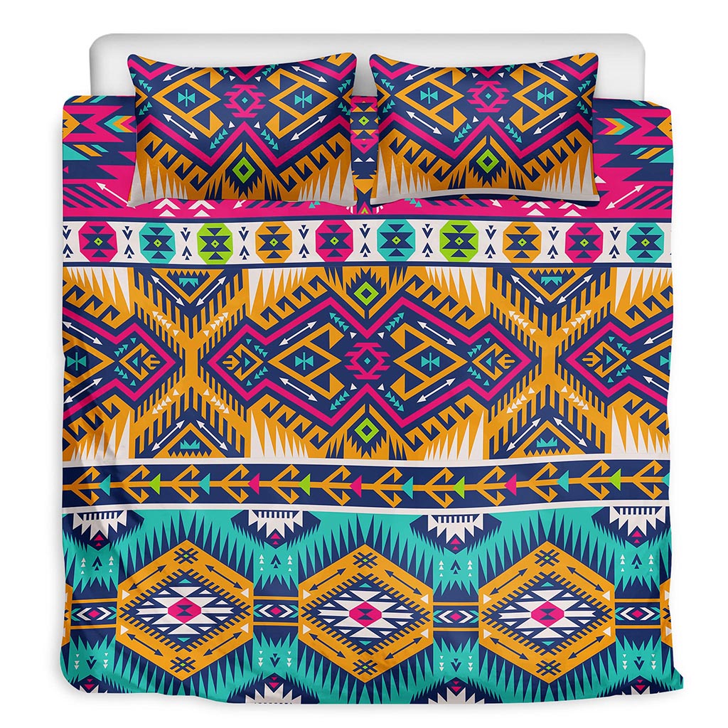 Bright Colors Aztec Pattern Print Duvet Cover Bedding Set