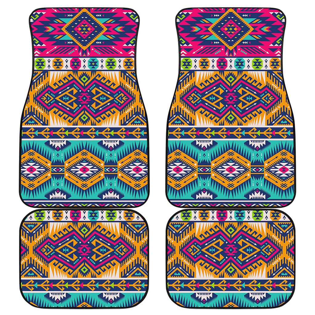 Bright Colors Aztec Pattern Print Front and Back Car Floor Mats