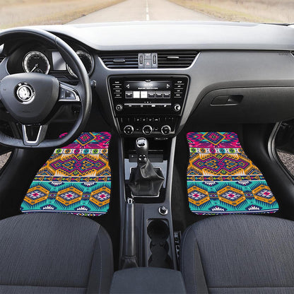 Bright Colors Aztec Pattern Print Front and Back Car Floor Mats