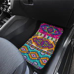 Bright Colors Aztec Pattern Print Front and Back Car Floor Mats