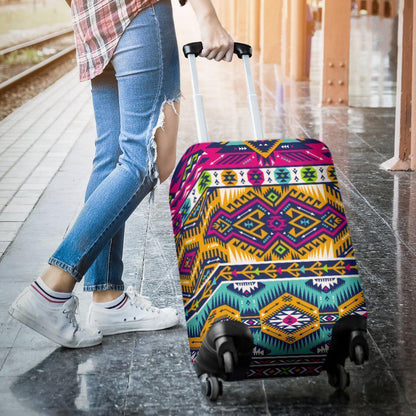 Bright Colors Aztec Pattern Print Luggage Cover GearFrost