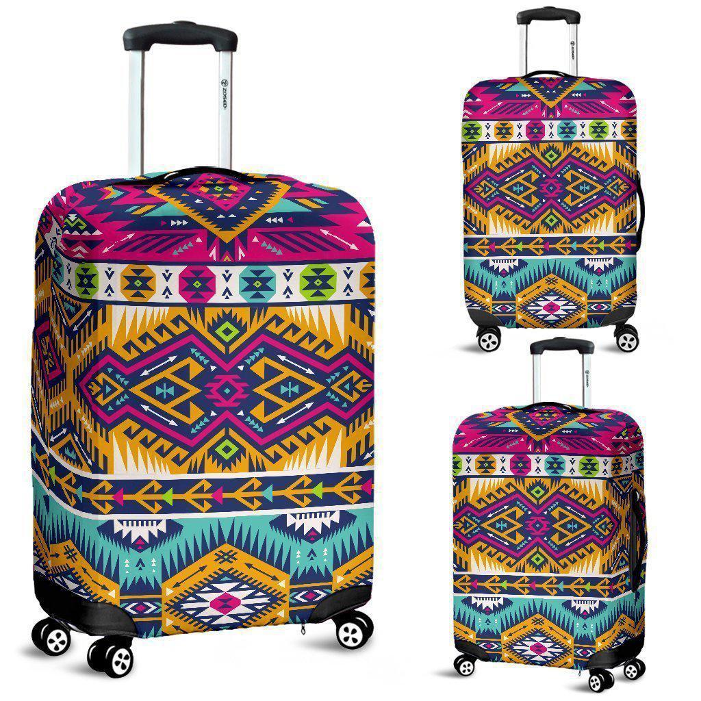 Bright Colors Aztec Pattern Print Luggage Cover GearFrost
