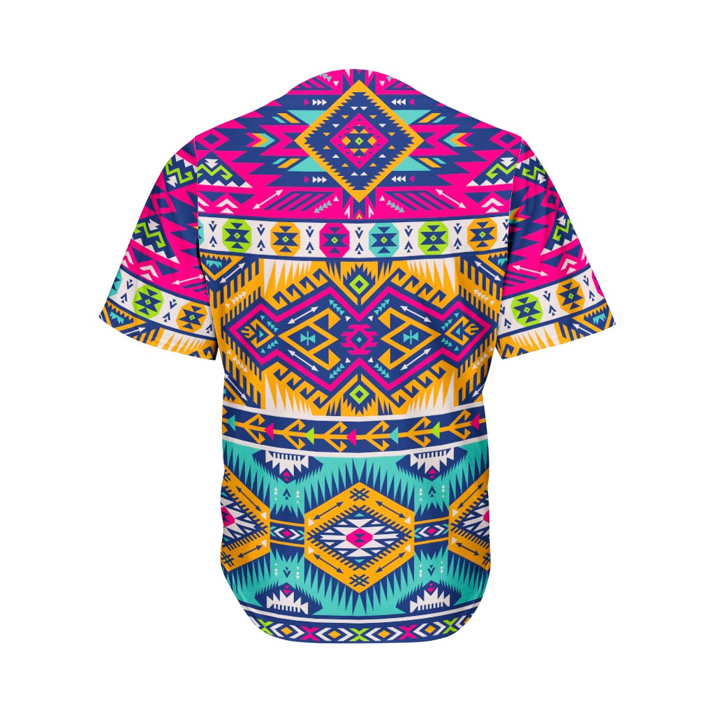 Bright Colors Aztec Pattern Print Men's Baseball Jersey