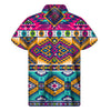 Bright Colors Aztec Pattern Print Men's Short Sleeve Shirt