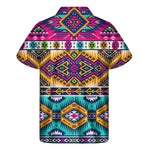 Bright Colors Aztec Pattern Print Men's Short Sleeve Shirt