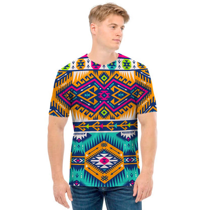 Bright Colors Aztec Pattern Print Men's T-Shirt