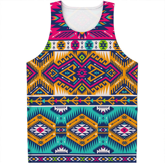 Bright Colors Aztec Pattern Print Men's Tank Top