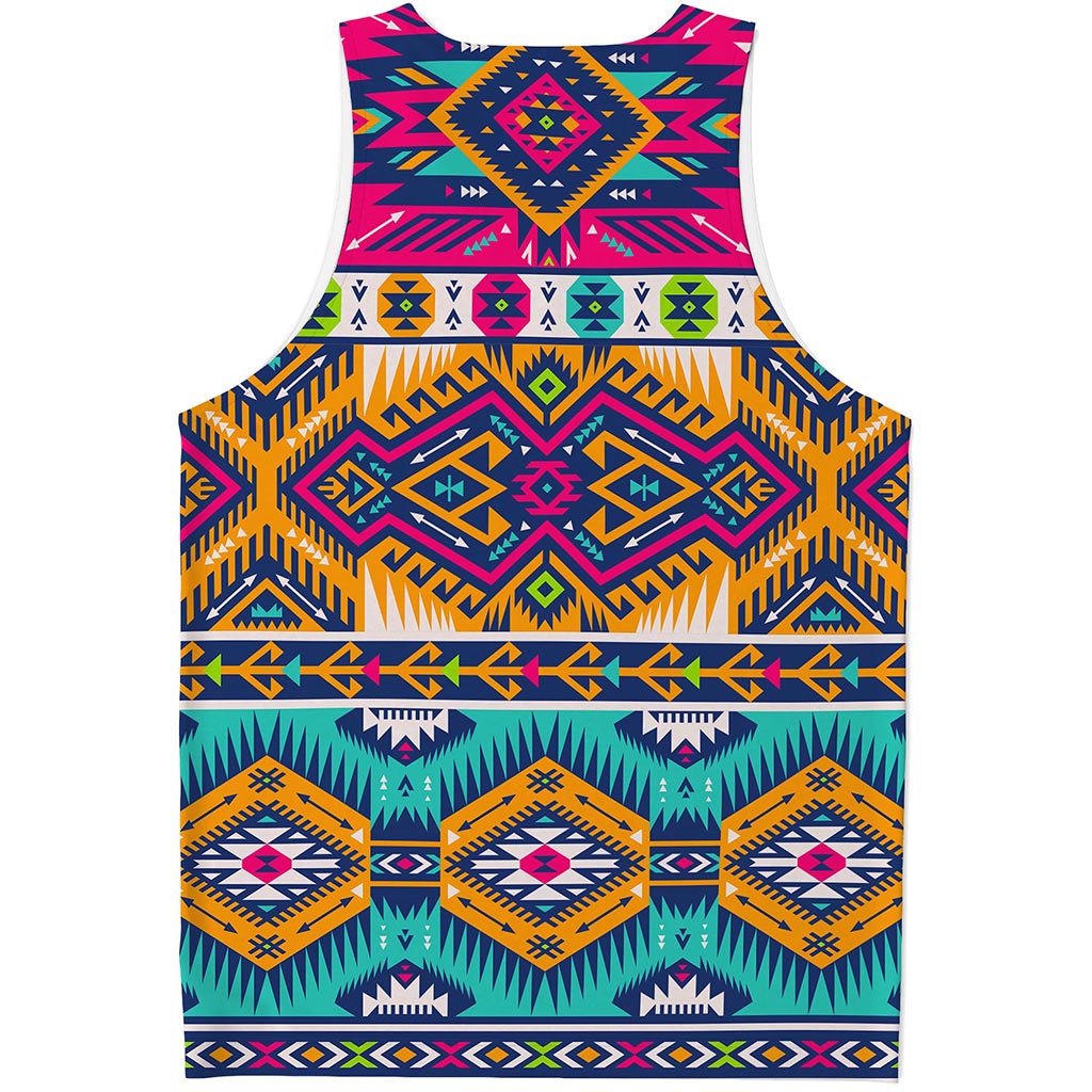 Bright Colors Aztec Pattern Print Men's Tank Top