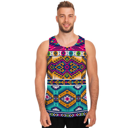 Bright Colors Aztec Pattern Print Men's Tank Top