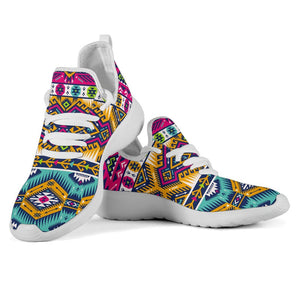 Bright Colors Aztec Pattern Print Mesh Knit Shoes GearFrost