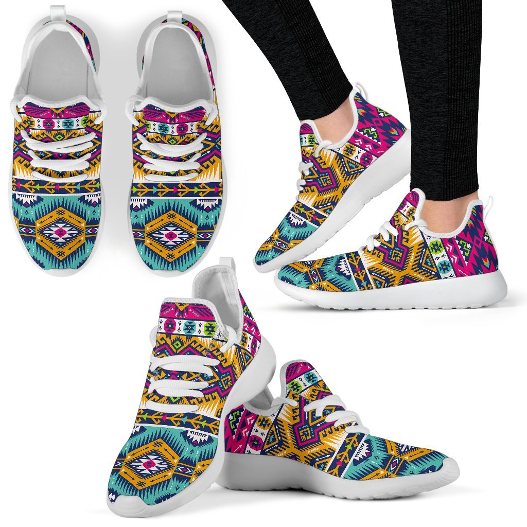 Bright Colors Aztec Pattern Print Mesh Knit Shoes GearFrost