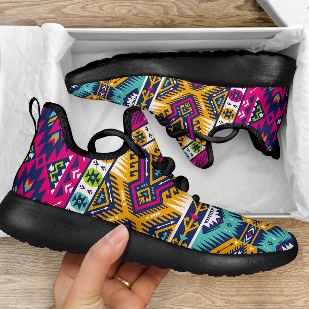 Bright Colors Aztec Pattern Print Mesh Knit Shoes GearFrost