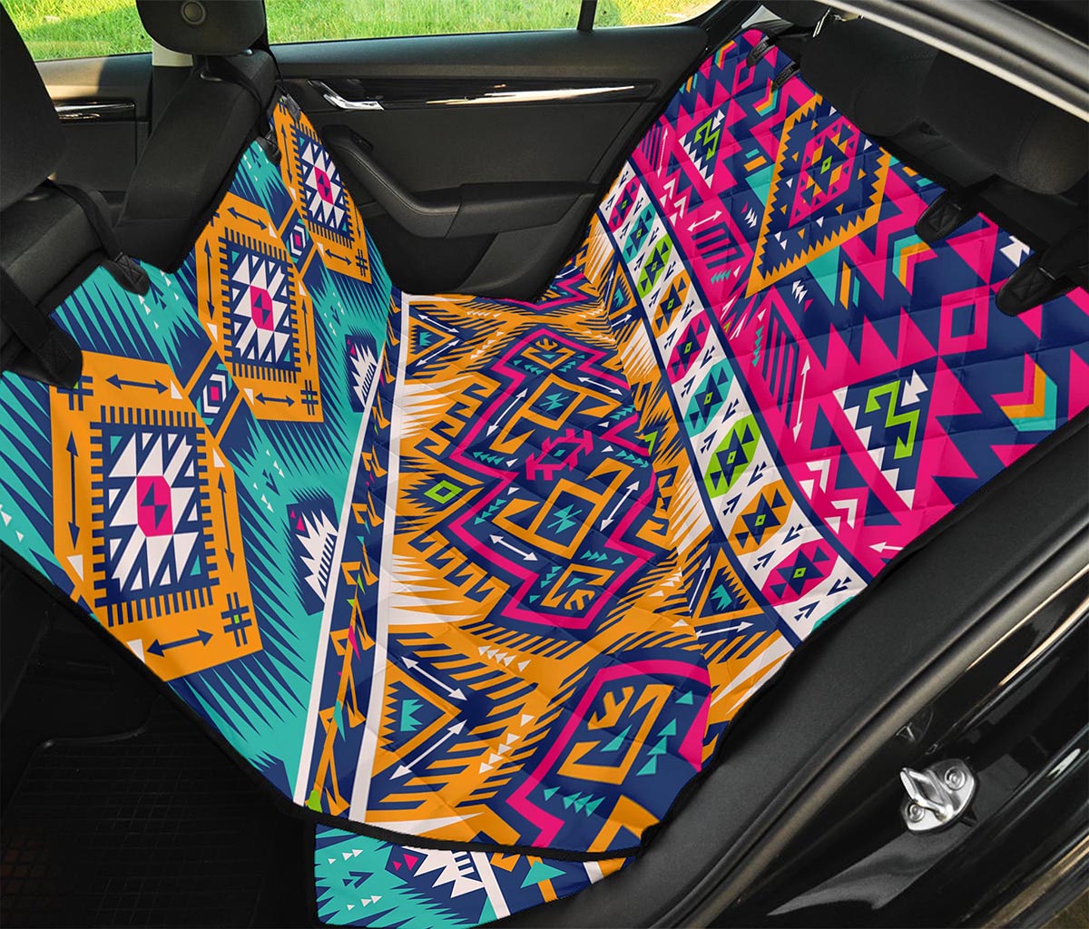 Bright Colors Aztec Pattern Print Pet Car Back Seat Cover