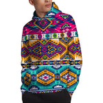 Bright Colors Aztec Pattern Print Pullover Hoodie