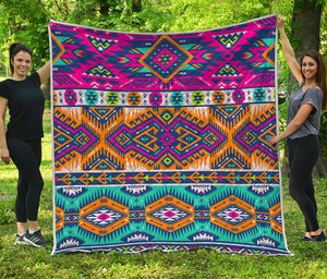 Bright Colors Aztec Pattern Print Quilt