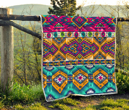 Bright Colors Aztec Pattern Print Quilt