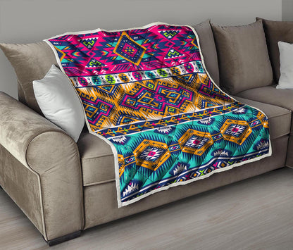 Bright Colors Aztec Pattern Print Quilt