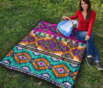 Bright Colors Aztec Pattern Print Quilt