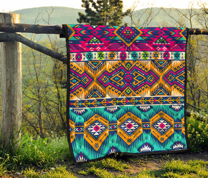 Bright Colors Aztec Pattern Print Quilt