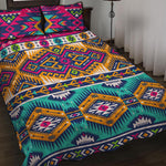 Bright Colors Aztec Pattern Print Quilt Bed Set
