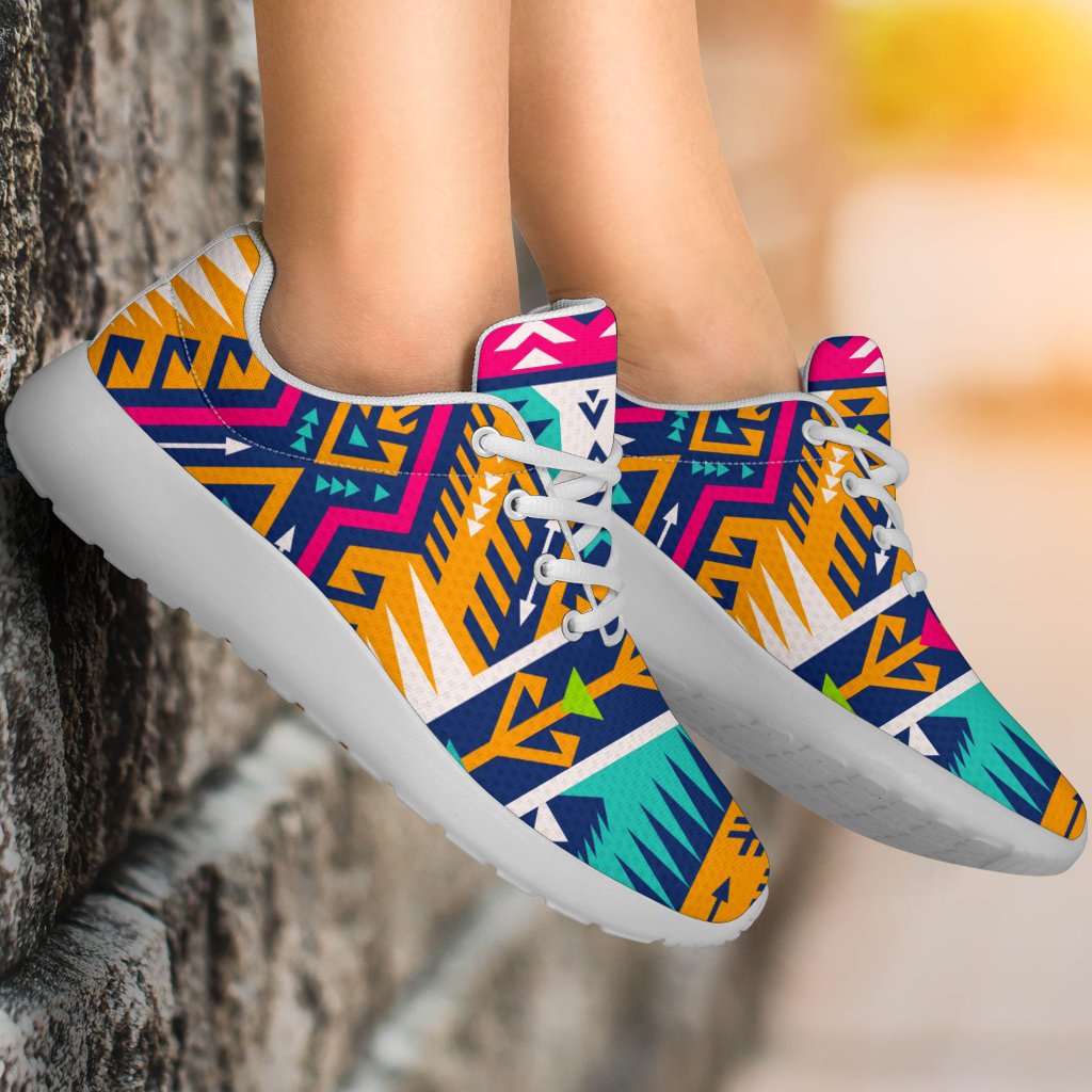 Bright Colors Aztec Pattern Print Sport Shoes GearFrost