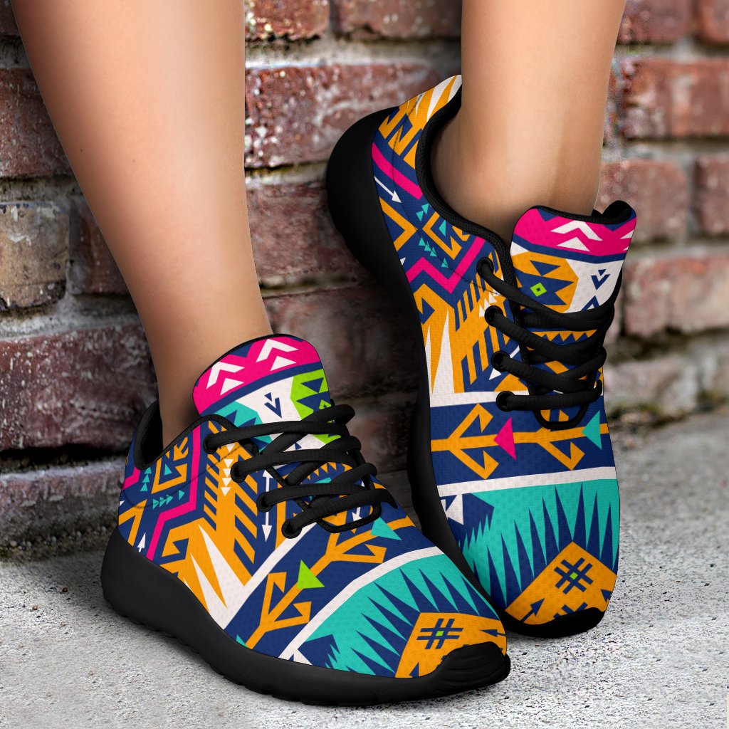 Bright Colors Aztec Pattern Print Sport Shoes GearFrost