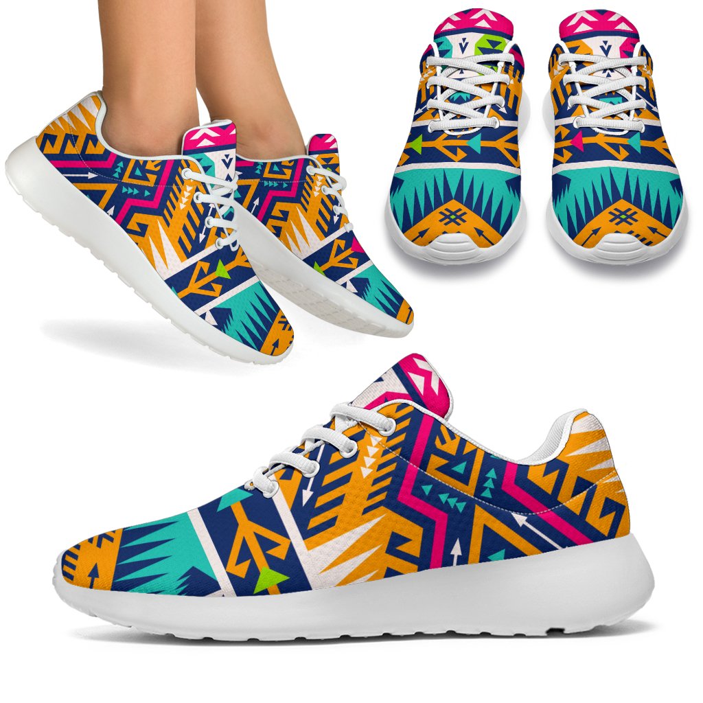 Bright Colors Aztec Pattern Print Sport Shoes GearFrost