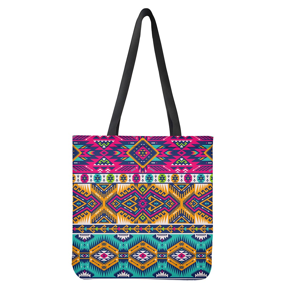 Bright Colors Aztec Pattern Print Tote Bag