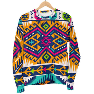 Bright Colors Aztec Pattern Print Women's Crewneck Sweatshirt GearFrost