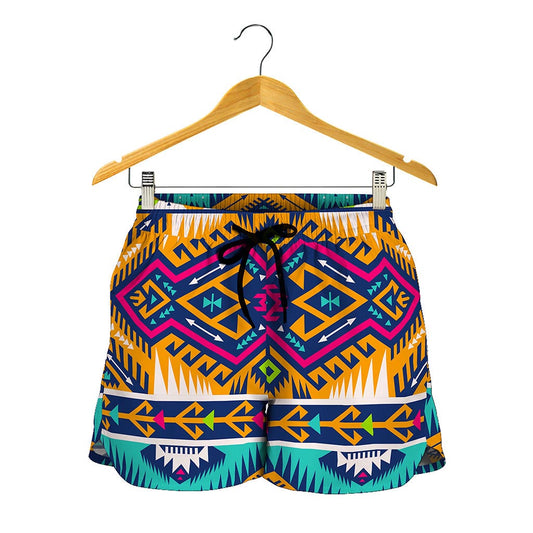 Bright Colors Aztec Pattern Print Women's Shorts