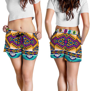 Bright Colors Aztec Pattern Print Women's Shorts