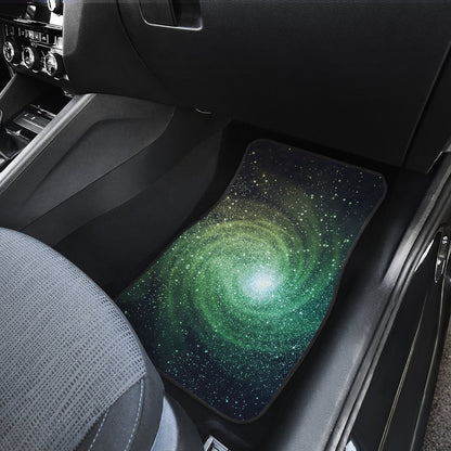 Bright Green Spiral Galaxy Space Print Front Car Floor Mats GearFrost