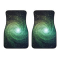 Bright Green Spiral Galaxy Space Print Front Car Floor Mats