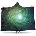 Bright Green Spiral Galaxy Space Print Hooded Blanket