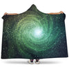 Bright Green Spiral Galaxy Space Print Hooded Blanket GearFrost