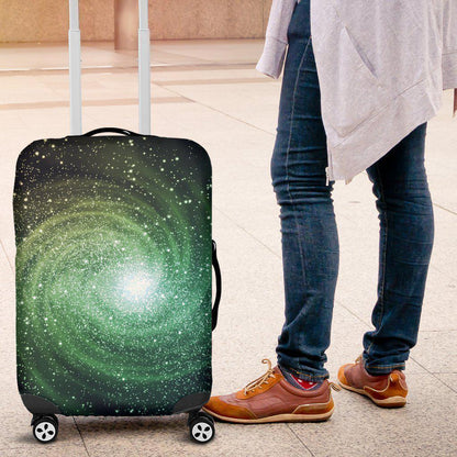 Bright Green Spiral Galaxy Space Print Luggage Cover GearFrost